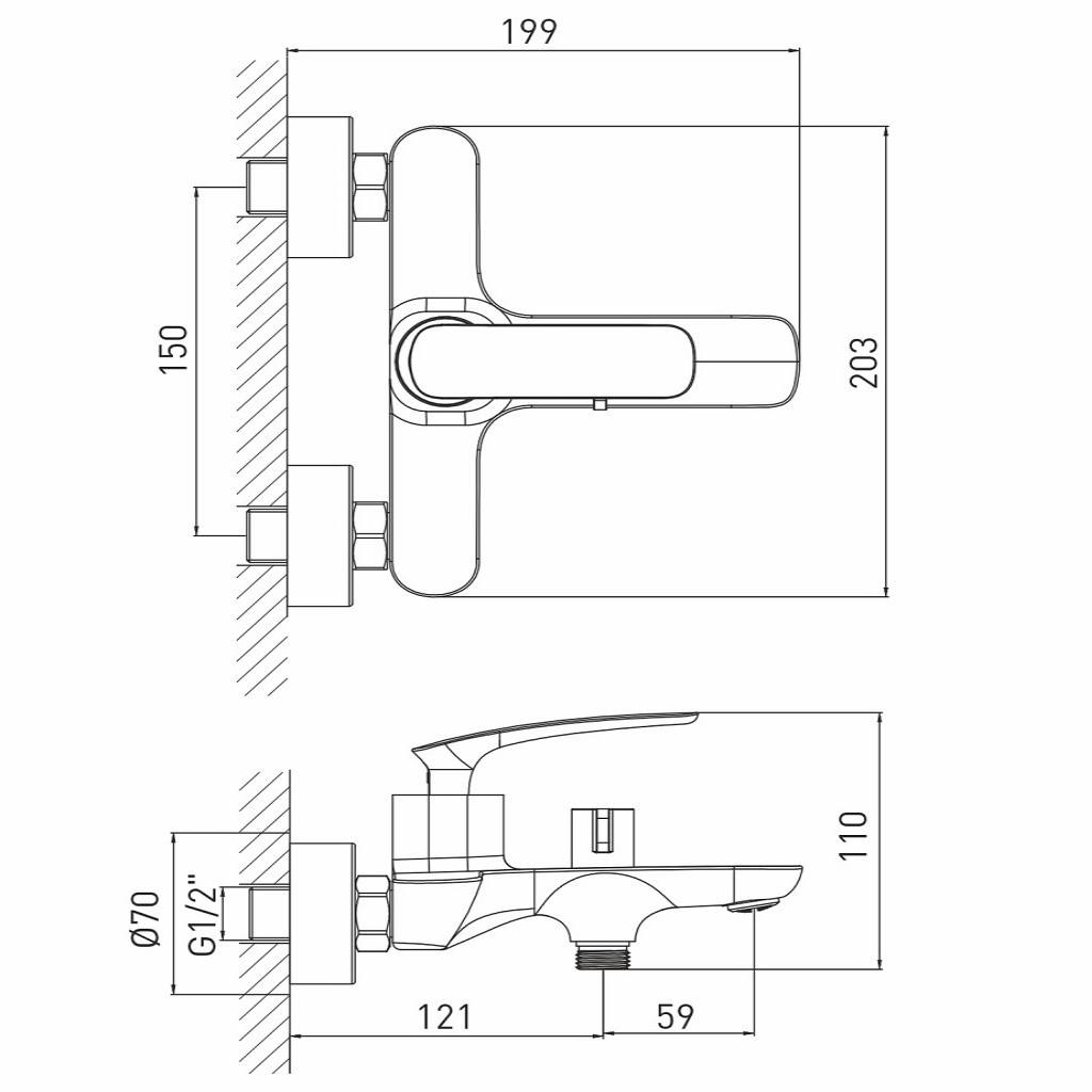 Смеситель Mixline Elegant ML21-01, для ванны, хром