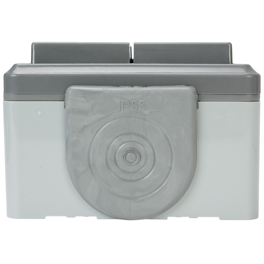 Выключатель открытой проводки Bylectrica Пралеска Аква, 2-клавишный, 6А, IP55, серый