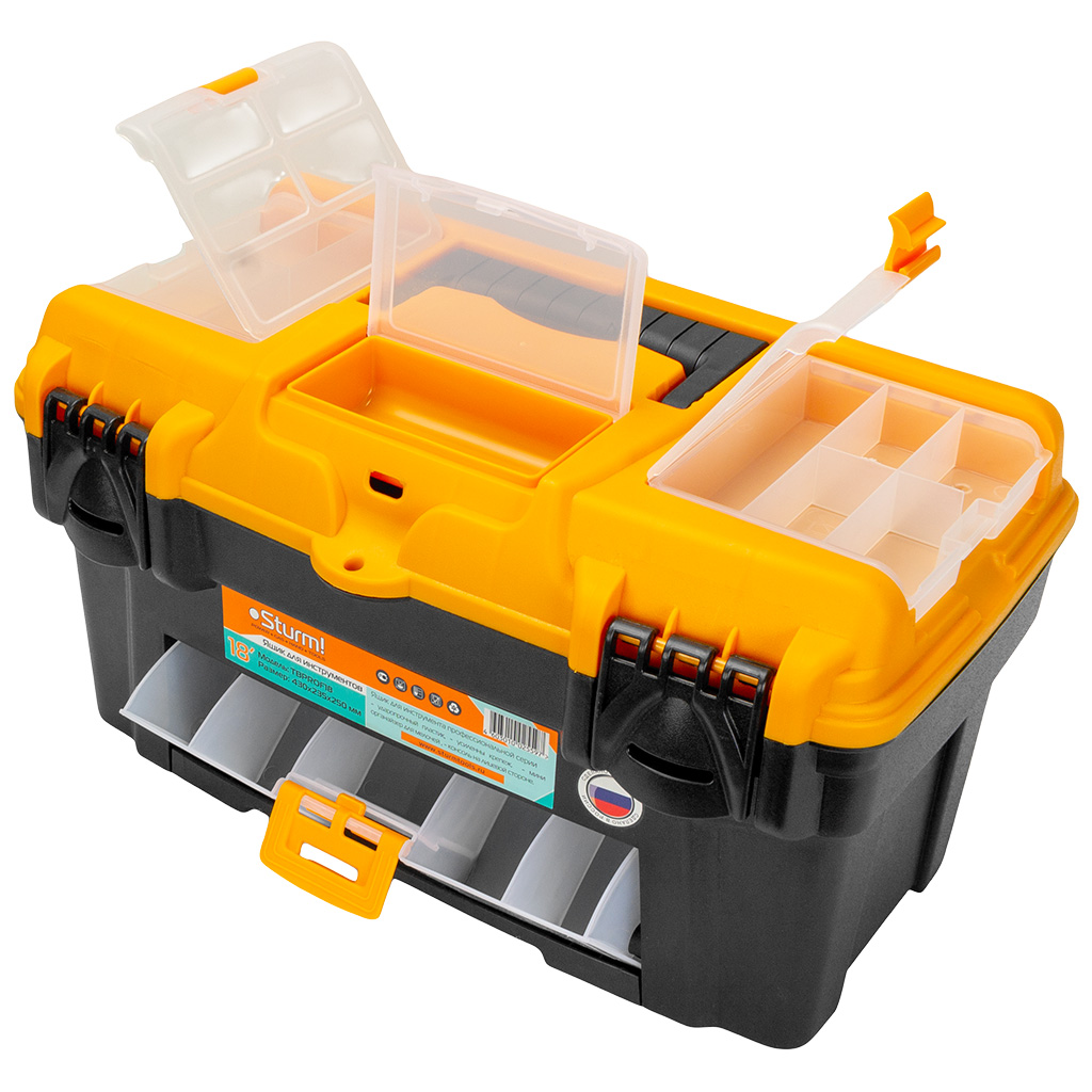 Ящик для инструментов Sturm!, пластиковый, 430х235х250мм.