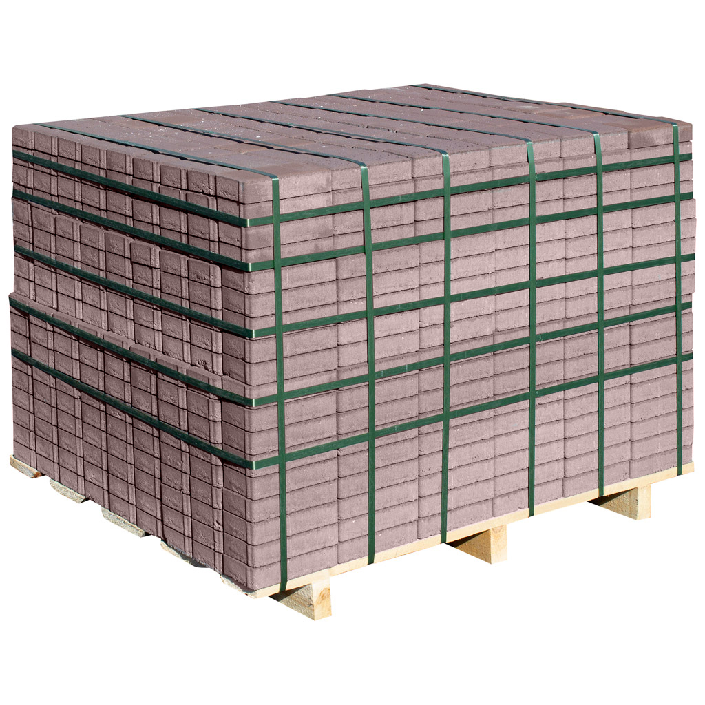 Плитка тротуарная прессованная "Брусчатка", ВКСМ, 60х100х200мм, коричневая, послойно, 60шт/1.2м2