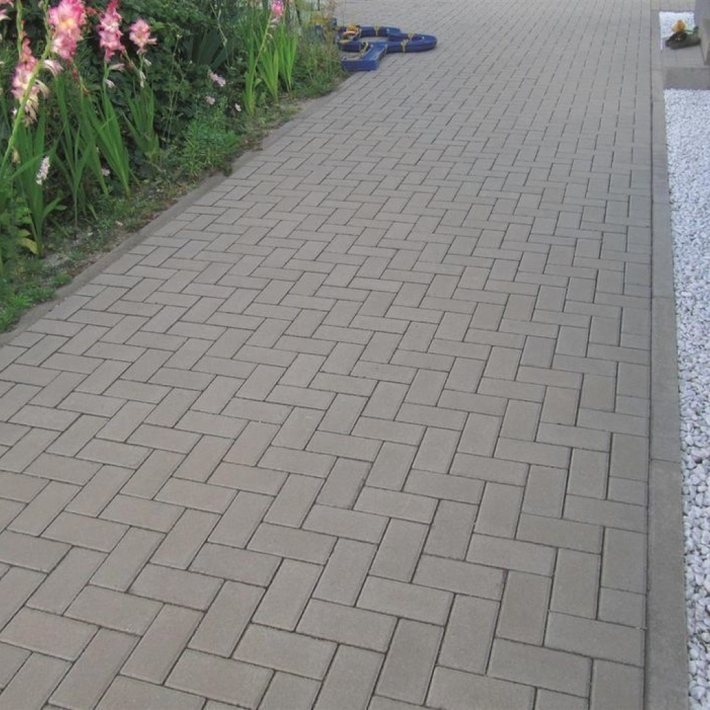 Плитка тротуарная прессованная "Брусчатка", ВКСМ, 40х100х200мм, серая, 18м2/900шт.