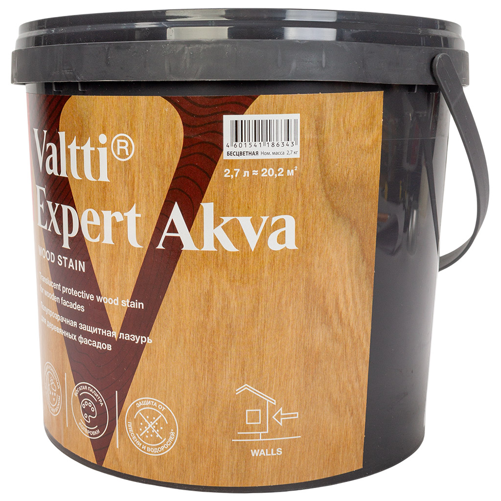 Антисептик декоративный Tikkurila Valtti Эксперт Аква, бесцветный, "база под колеровку" 2.7л