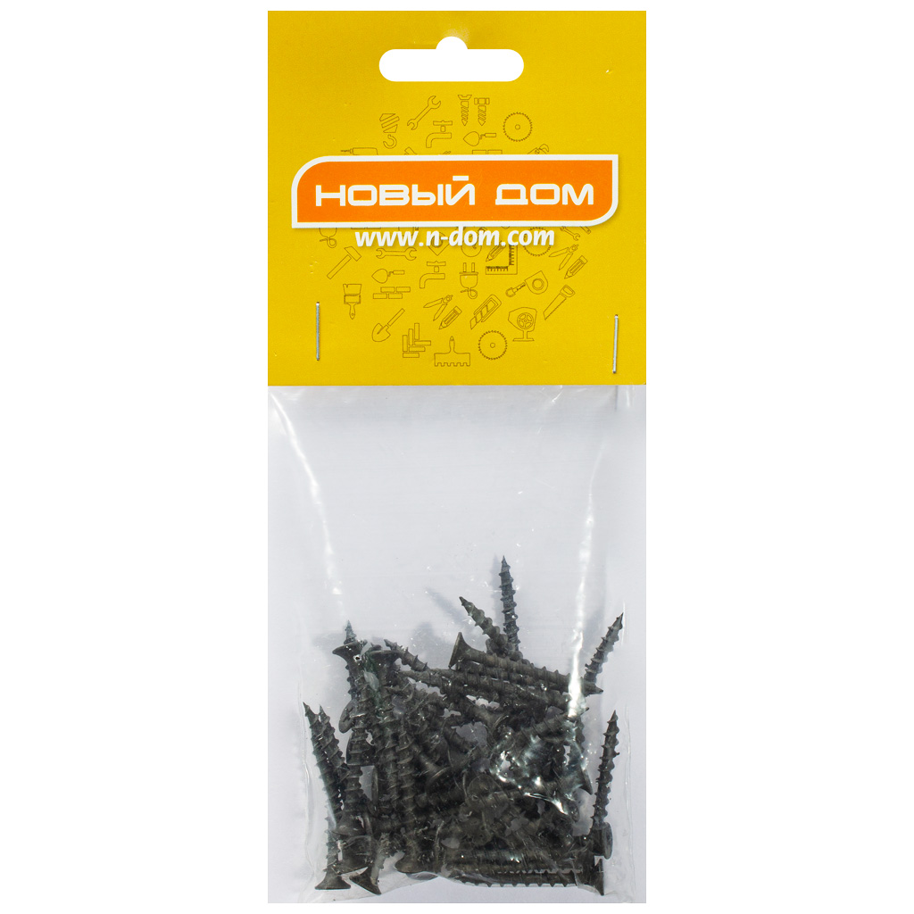 Саморез ГД 3.5 х 35, оксидированный, крупная резьба, пакет 50 шт/упак