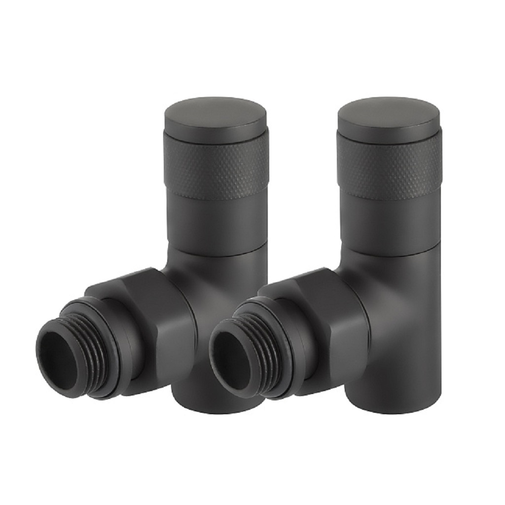 Набор дизайн-вентелей Royal Thermo Piano, черный, угловой, 1/2