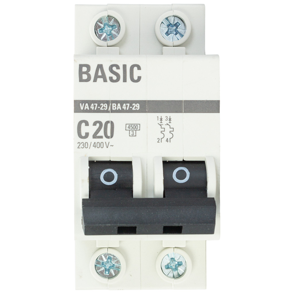 Выключатель автоматический ВА47-29 EKF, 2 полюсный, 20А С 4.5кА