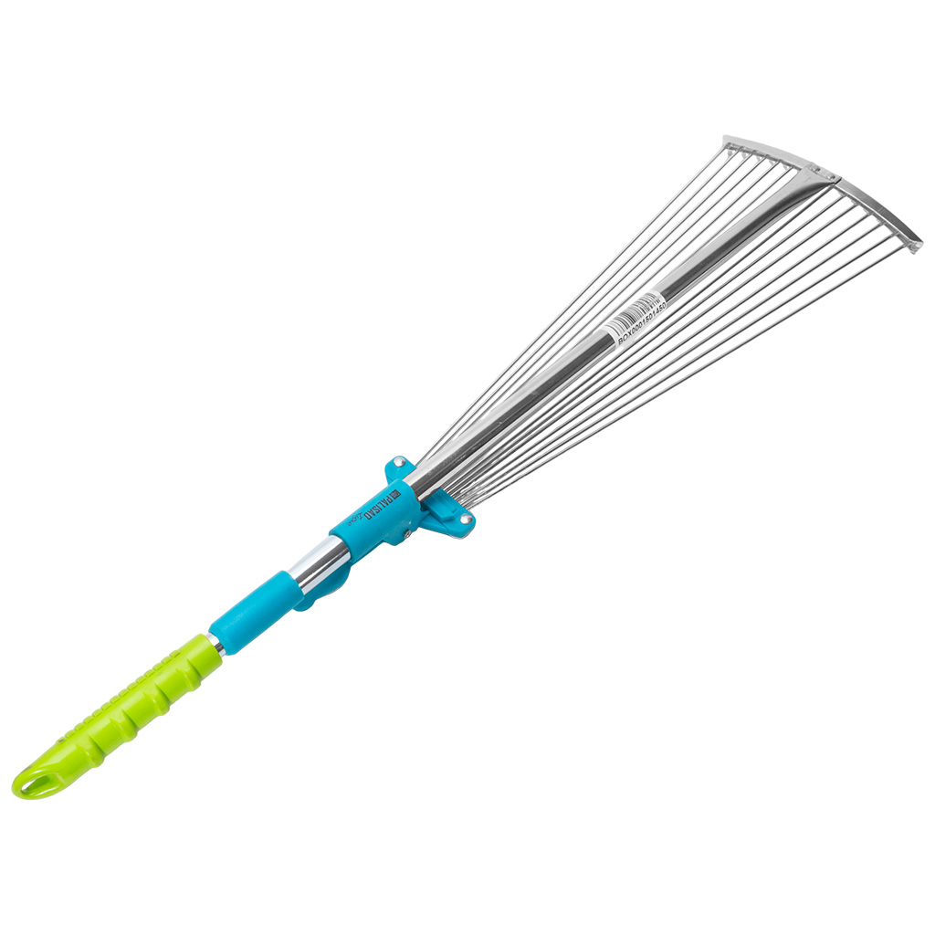Грабли веерные, проволочные, 15 зубьев, стальные, телескопическая ручка