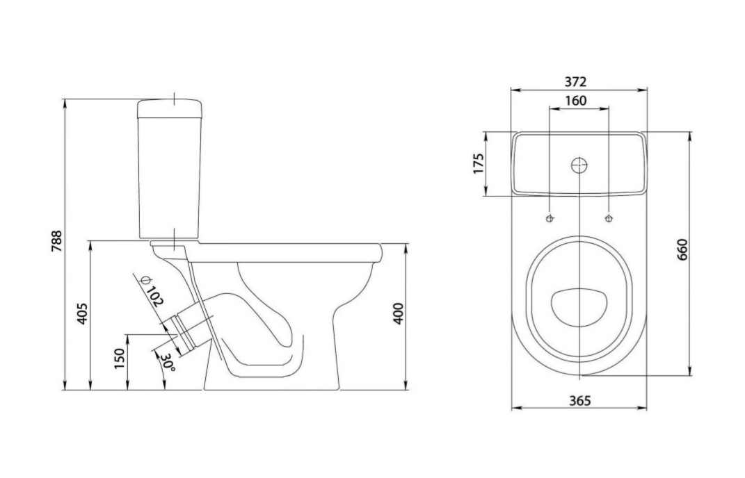 Унитаз-компакт Santeri Визит, нижняя подводка, выпуск косой