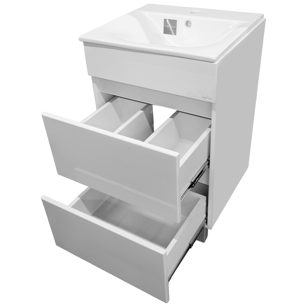 Тумба Mixline Брикс 50 с умывальником Breeze 50, белая