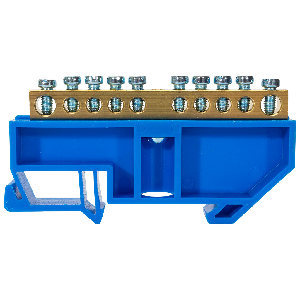 Шина нулевая EKF, N (6х9мм) 10 отверстий, синий изолятор на DIN-рейку