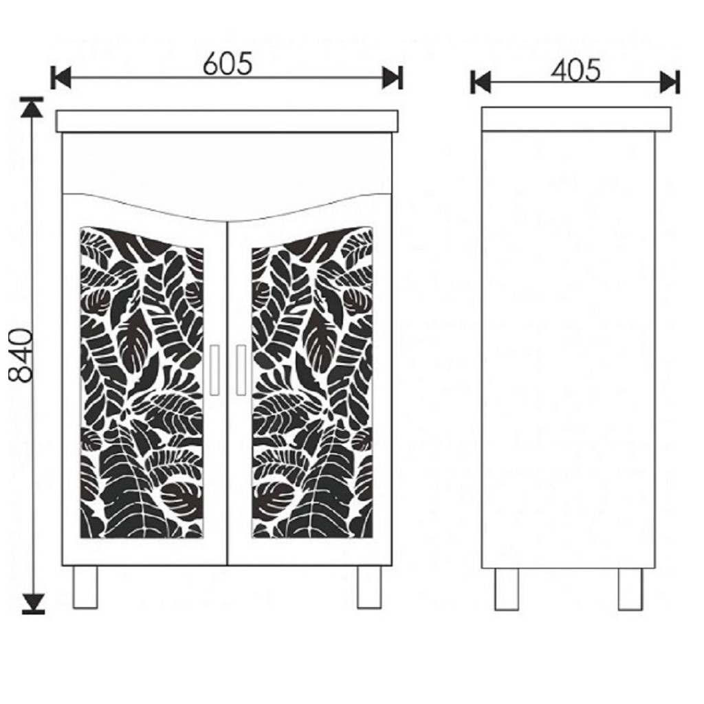 Тумба Tropikana 60 с умывальником Фостер 60, белая
