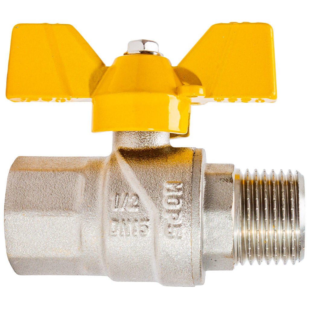 Кран газовый TIM, шаровый, 1/2'' г-ш, бабочка