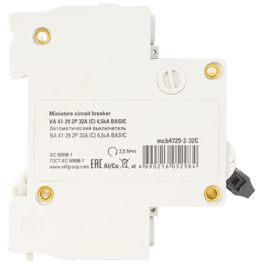 Выключатель автоматический ВА47-29 EKF, 2 полюсный, 32А С 4.5кА