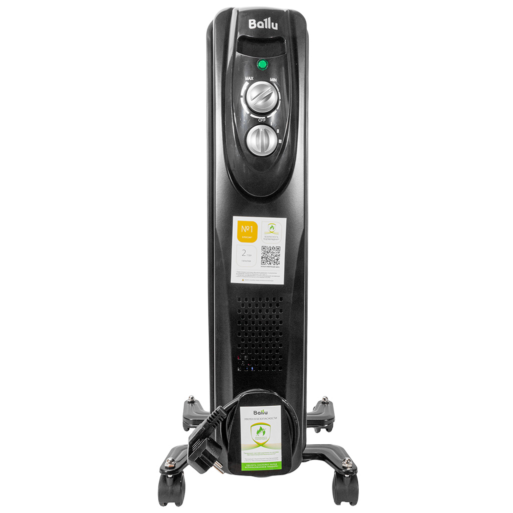 Масляный обогреватель Ballu Classic black BOH/CL-05BRN 1000 (5 секций)