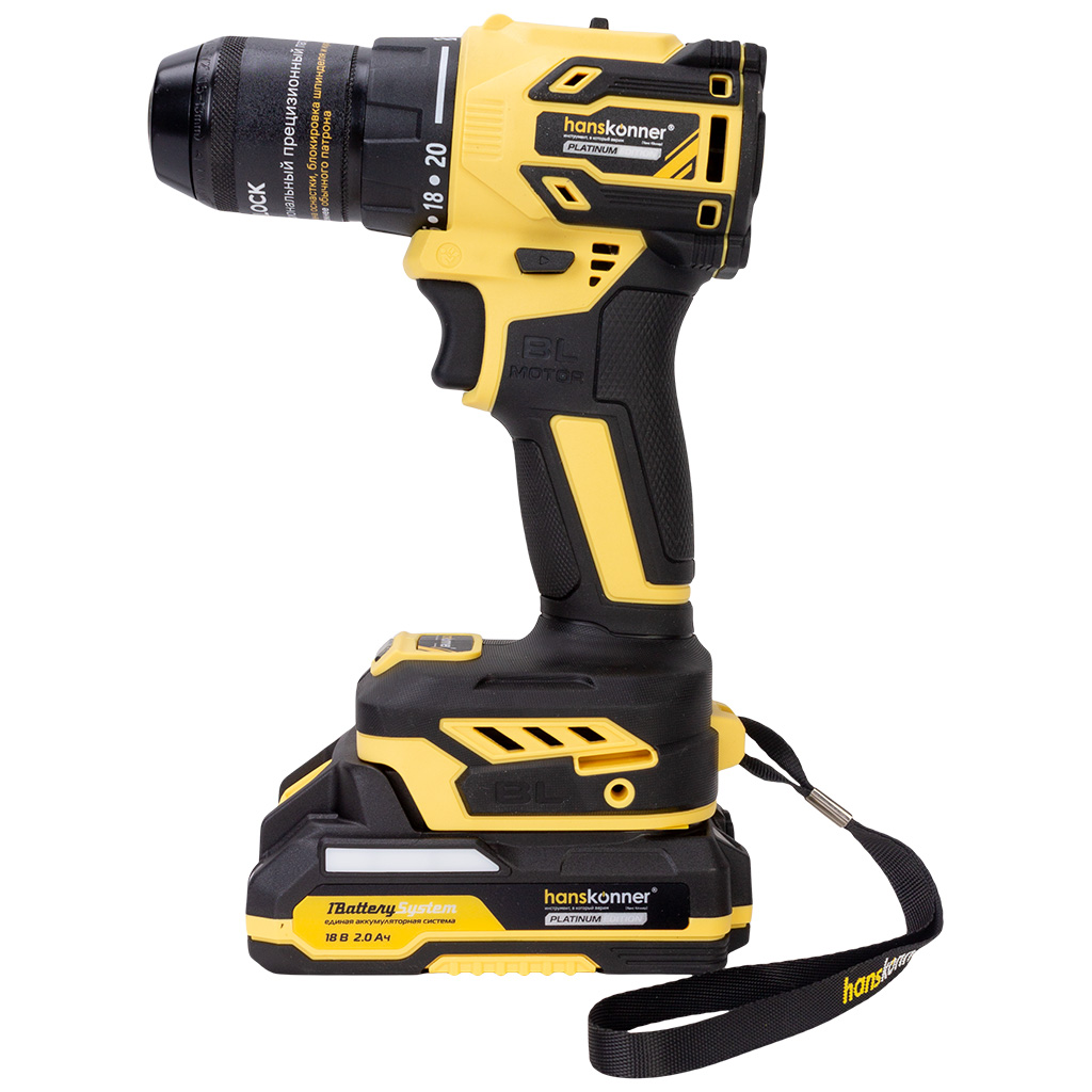 Дрель-шуруповерт Hanskonner, аккумуляторная, с бесщеточным двигателем, 18В, 1BatterySystem