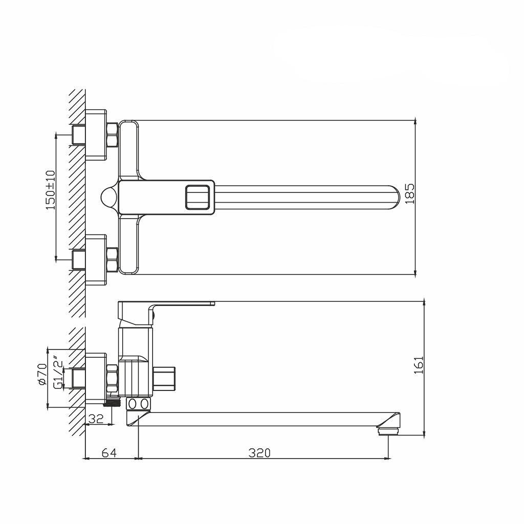 Смеситель Mixline SOLO ML34-02, для ванны, черный