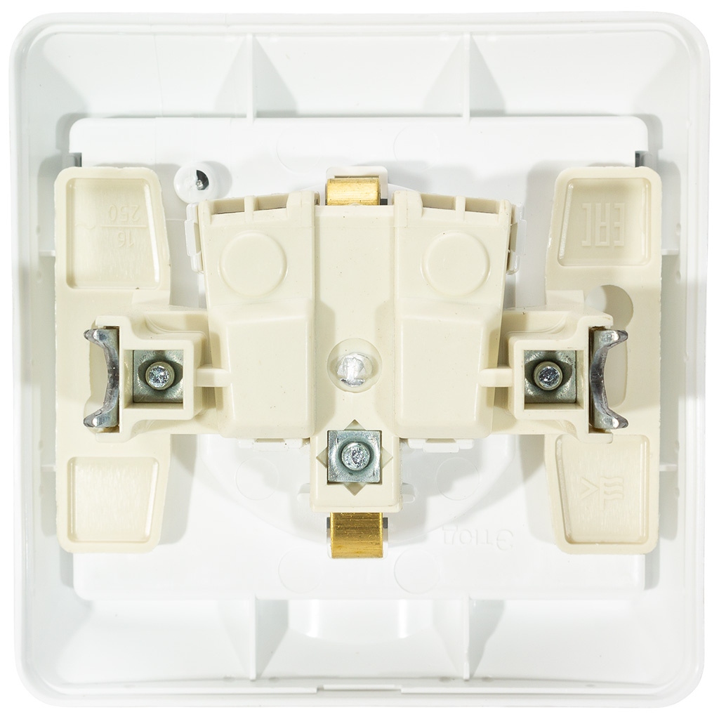 Розетка скрытой проводки Systeme Electric Этюд, 1-местная, 16А, с заземлением, белая.