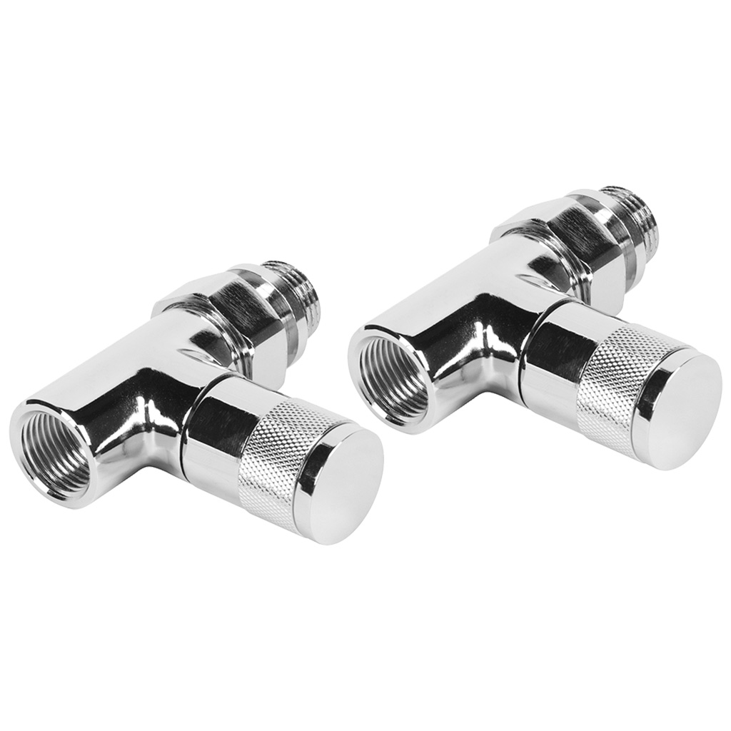 Набор дизайн-вентелей Royal Thermo Piano, хром, прямой, 1/2