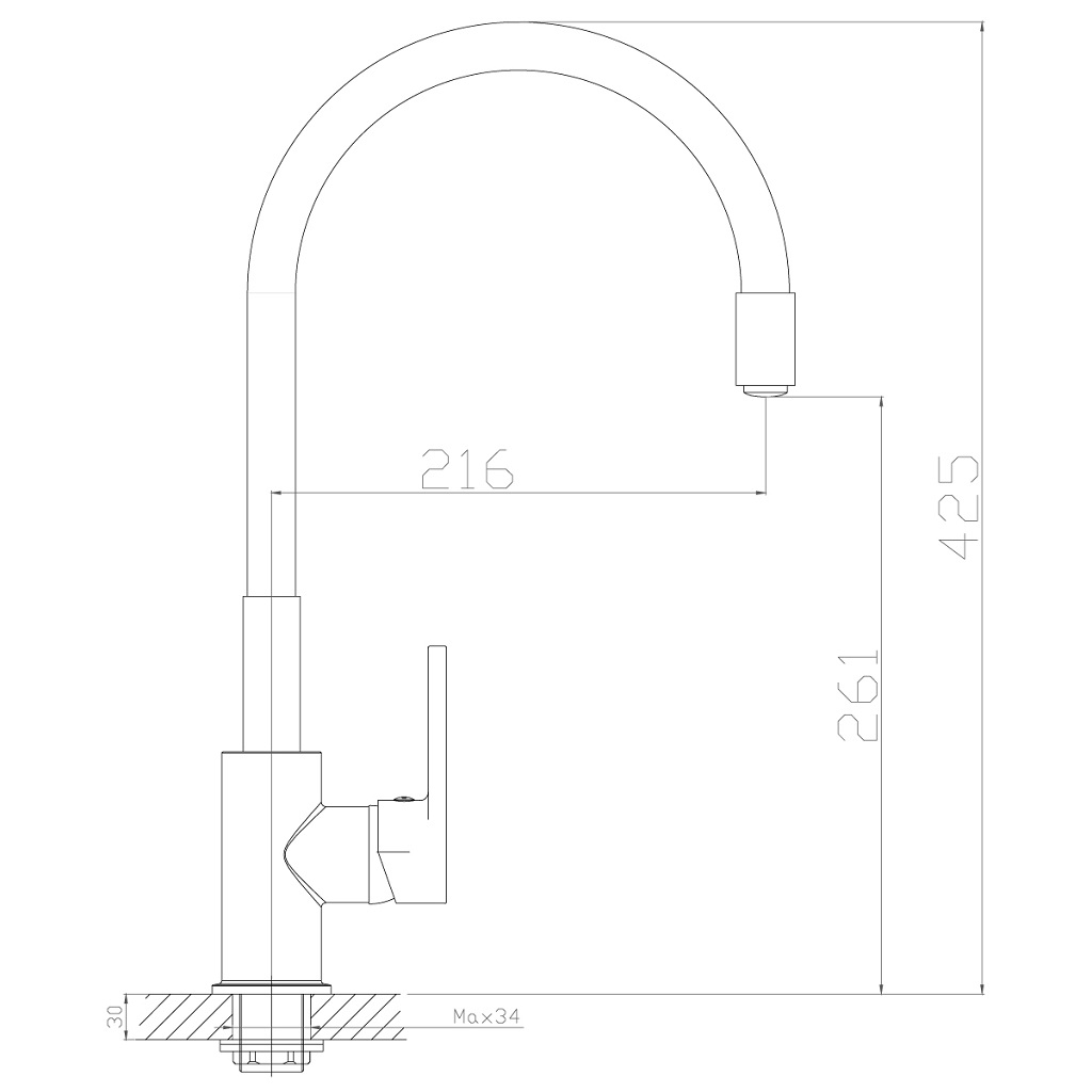 Смеситель для кухни Rossinka Z35-35U-Black, с гибким изливом