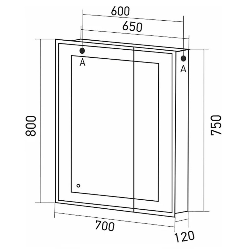 Шкаф с зеркалом Mixline Минио 70, с подсветкой, левый