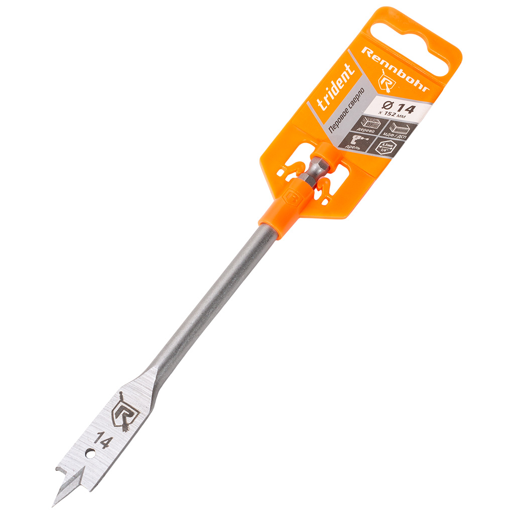 Сверло по дереву Rennbohr, перовое, 14х152мм