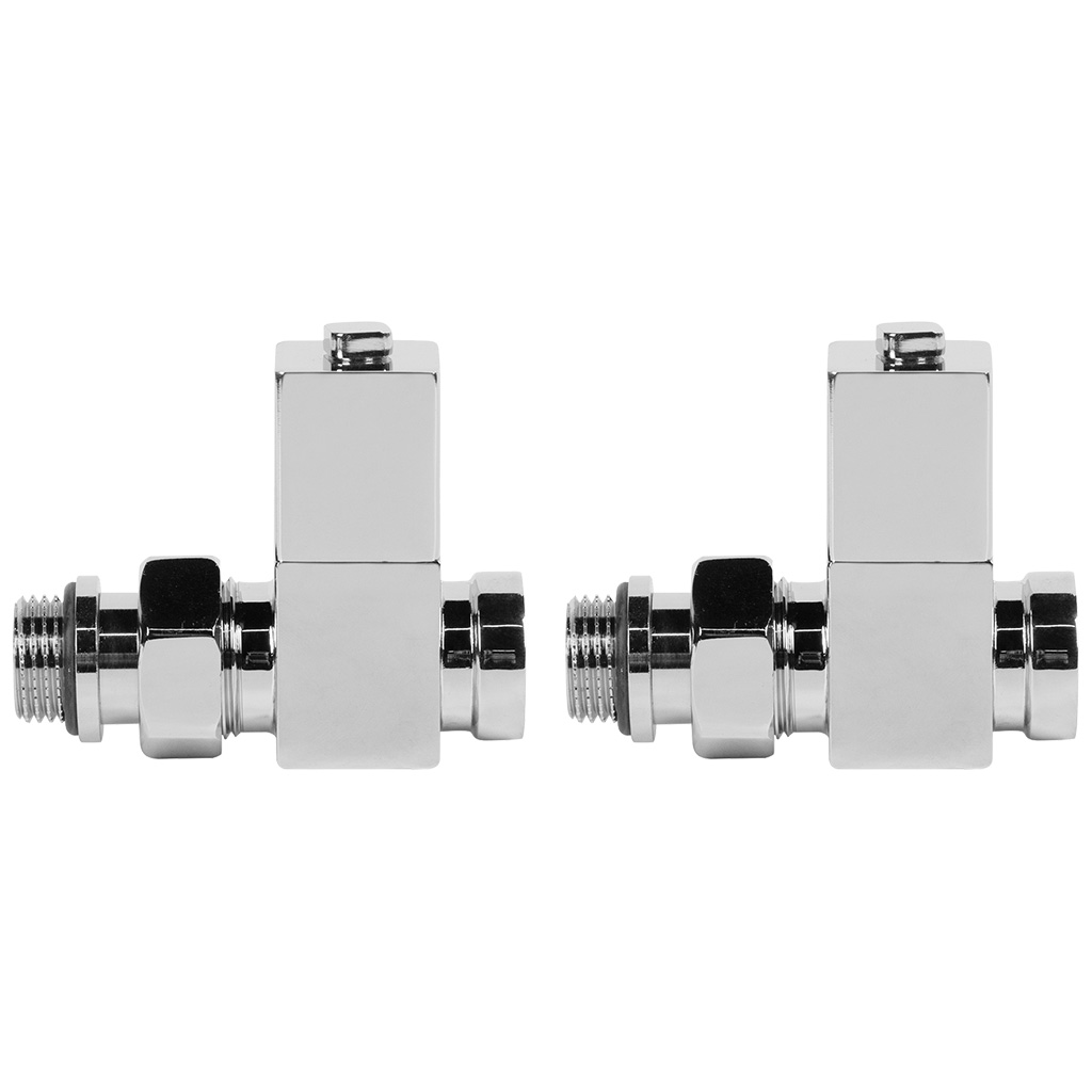 Набор дизайн-вентелей Royal Thermo Cube, хром, прямой, 1/2