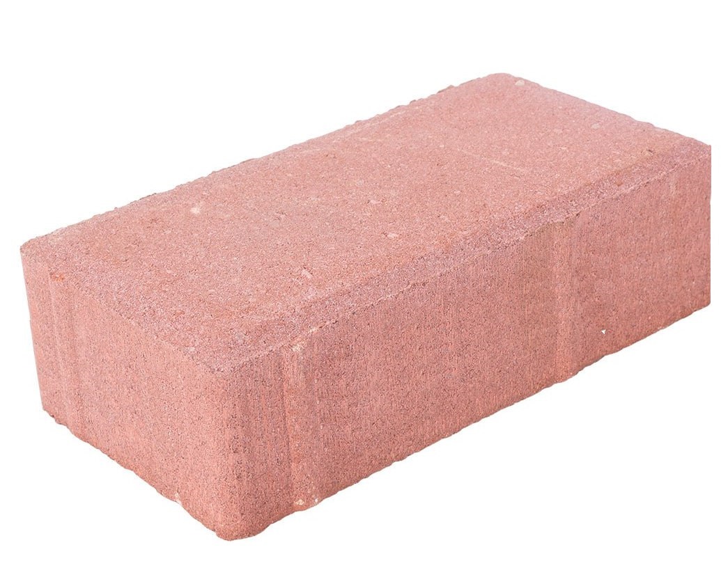 Плитка тротуарная прессованная "Брусчатка", ВКСМ, 60х100х200мм, красная, послойно, 60шт/1.2м2