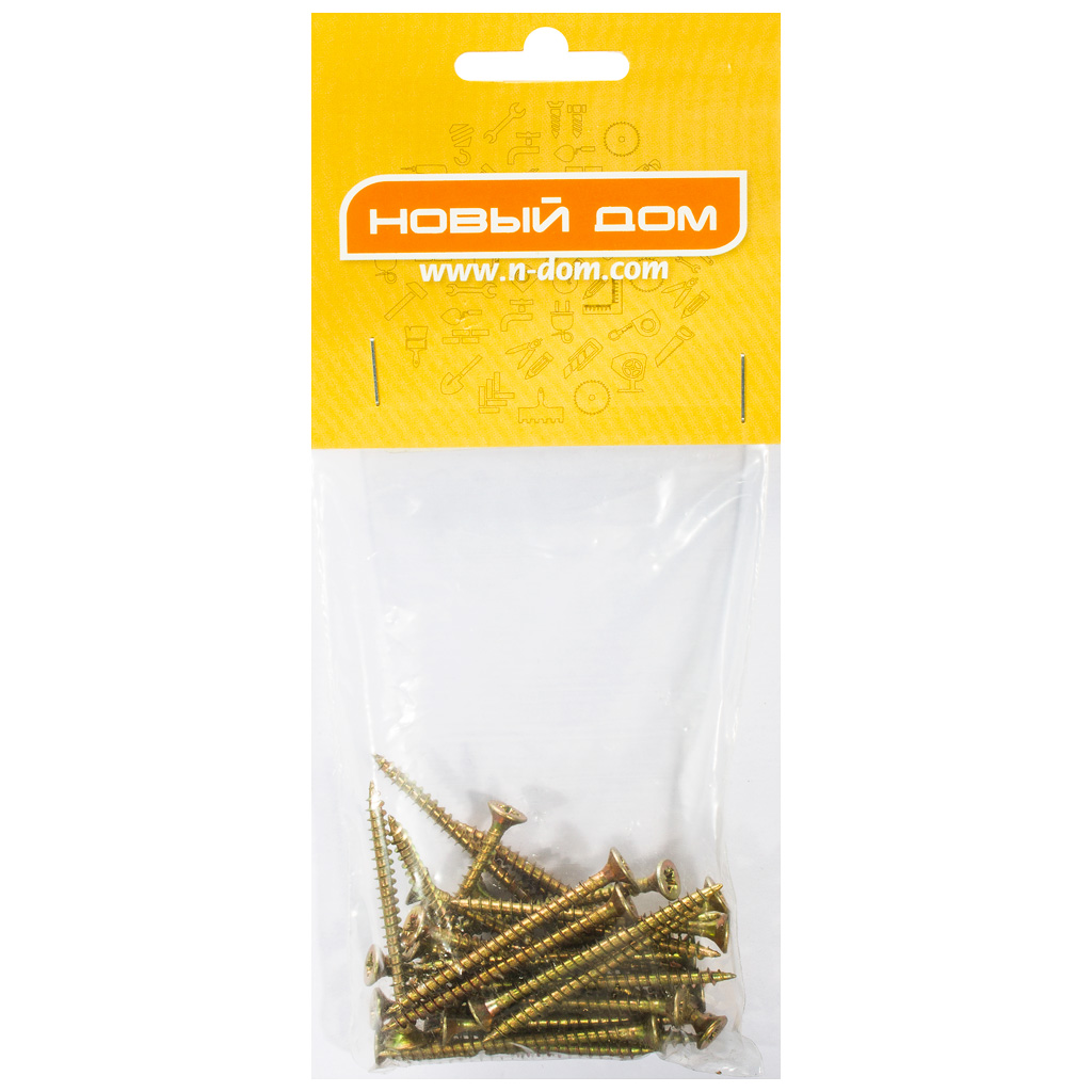 Шуруп универсальный, 4.0 х 50, желтый, 30 шт/упак