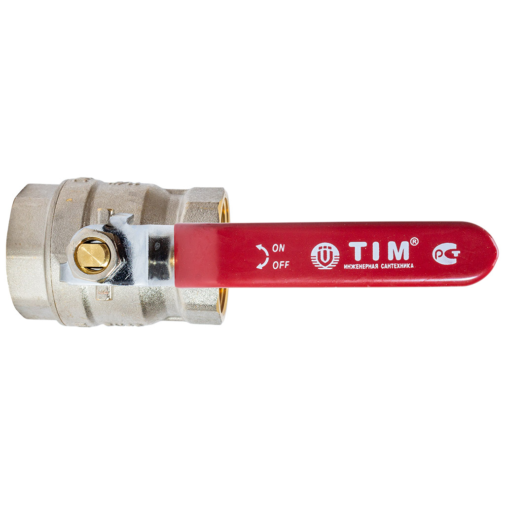 Кран шаровый для воды TIM, 1 1/2" г-г, рычаг