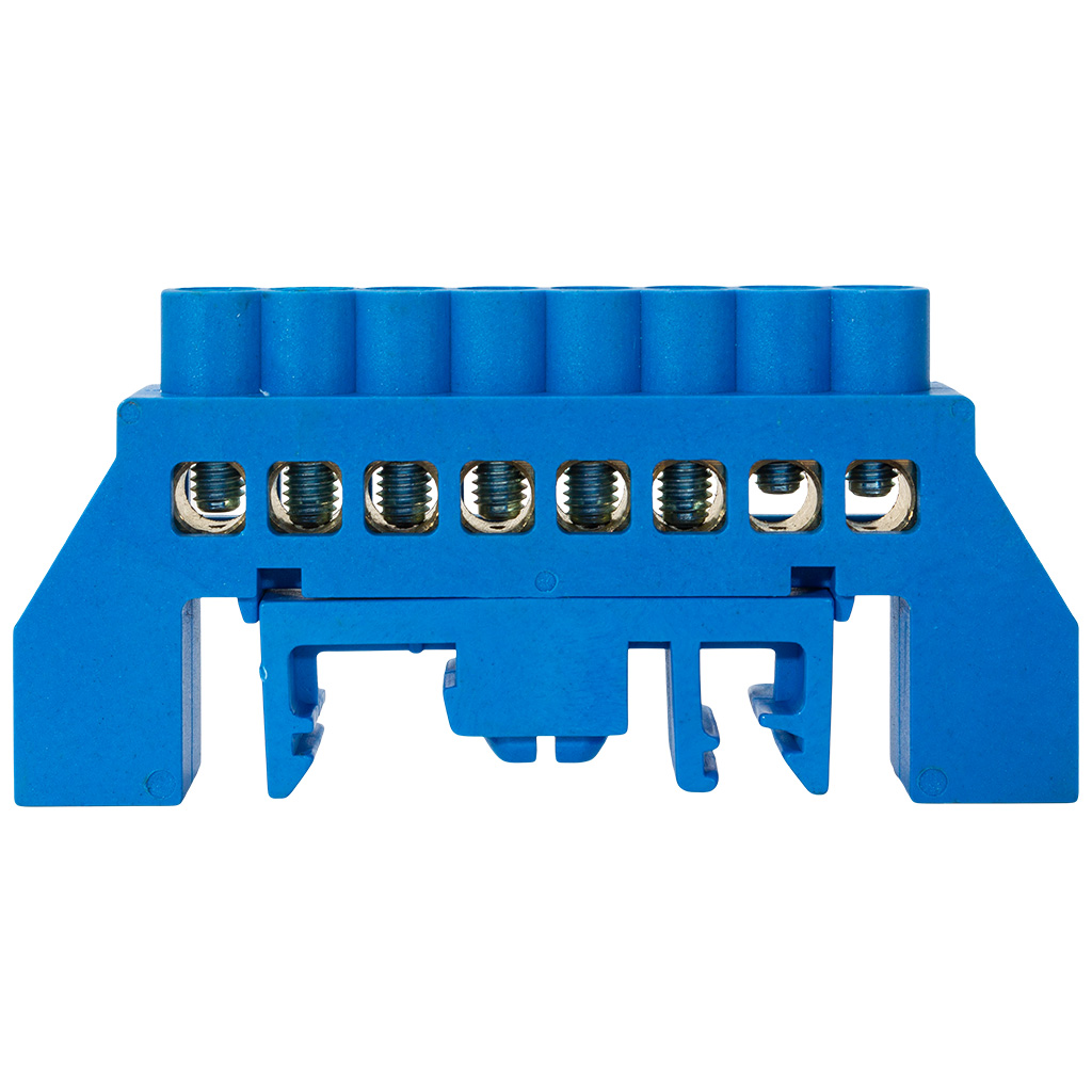 Шина нулевая EKF, N (6х9мм) 8 отверстий, синий нейлоновый корпус на DIN-рейку