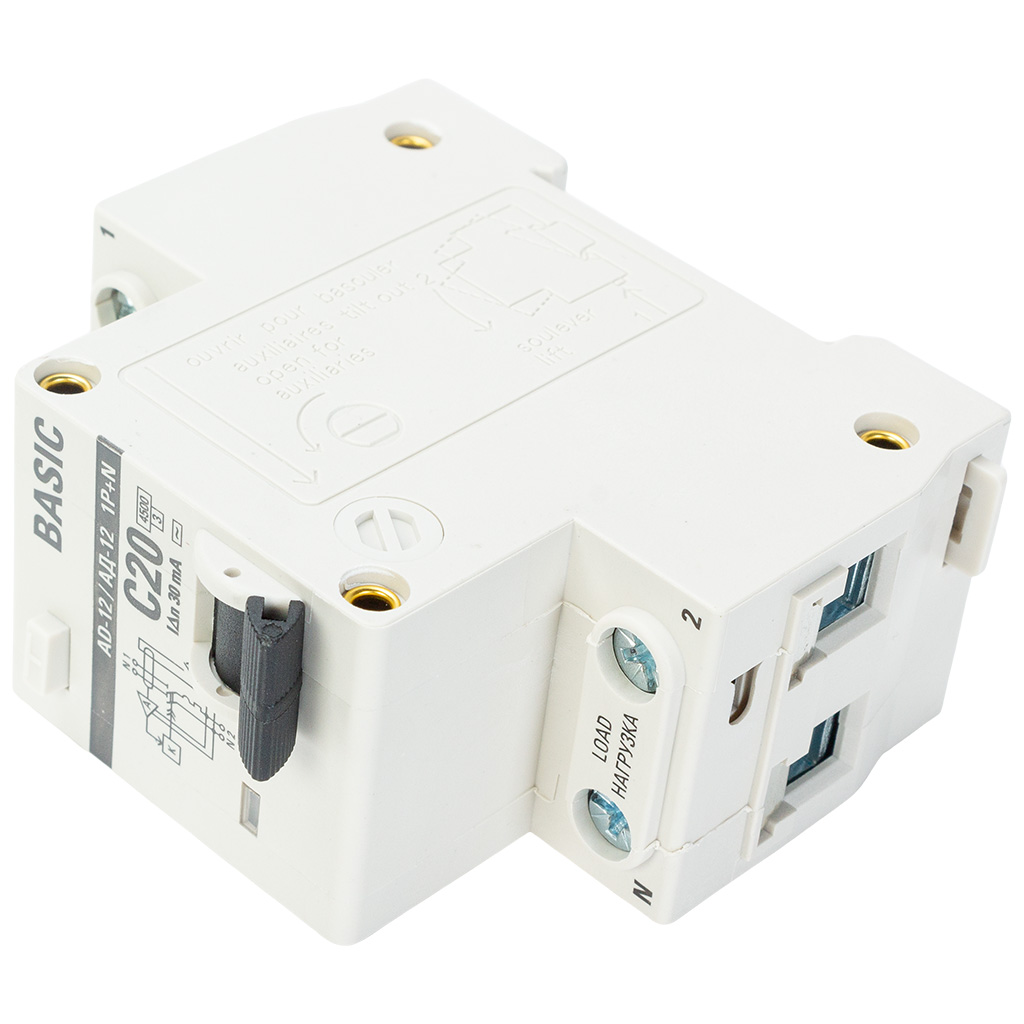 Дифференциальный автоматический выключатель АД-12 EKF, 2 полюсный, 20А 30мА  АС