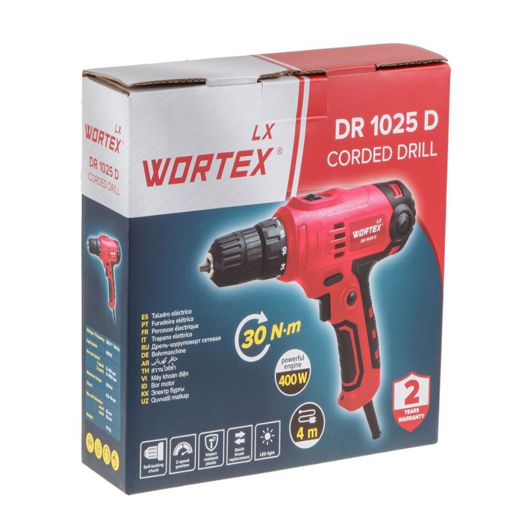 Дрель-шуруповерт сетевой Wortex LX DR 1025 D, 400Вт