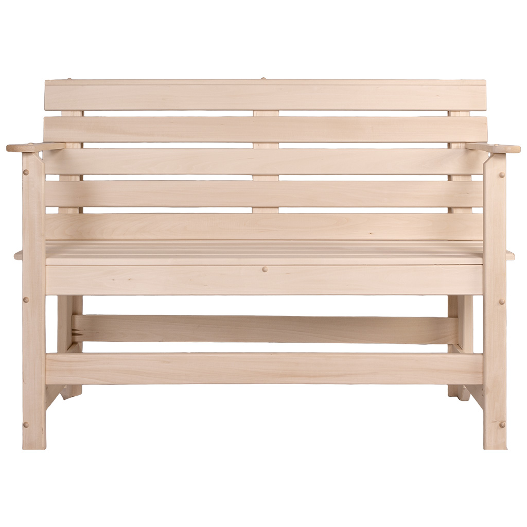 Скамья с подлокотниками, липа, 1200мм х 870мм х 550мм