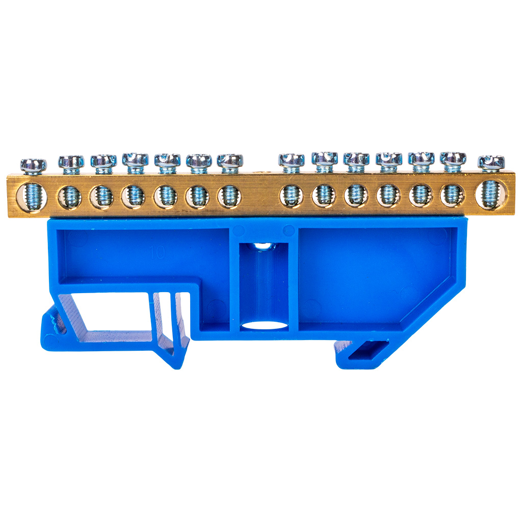 Шина нулевая EKF, N (6х9мм) 14 отверстий, синий изолятор на DIN-рейку