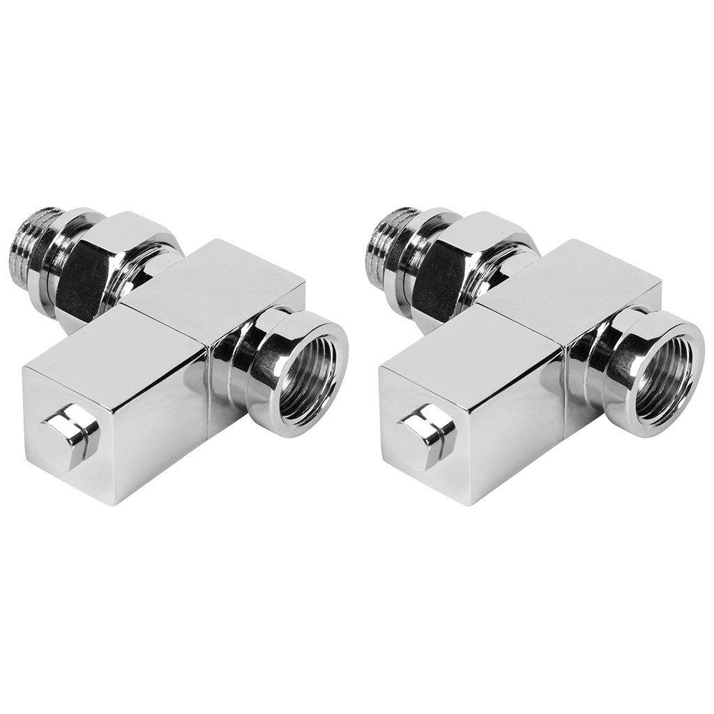 Набор дизайн-вентелей Royal Thermo Cube, хром, прямой, 1/2