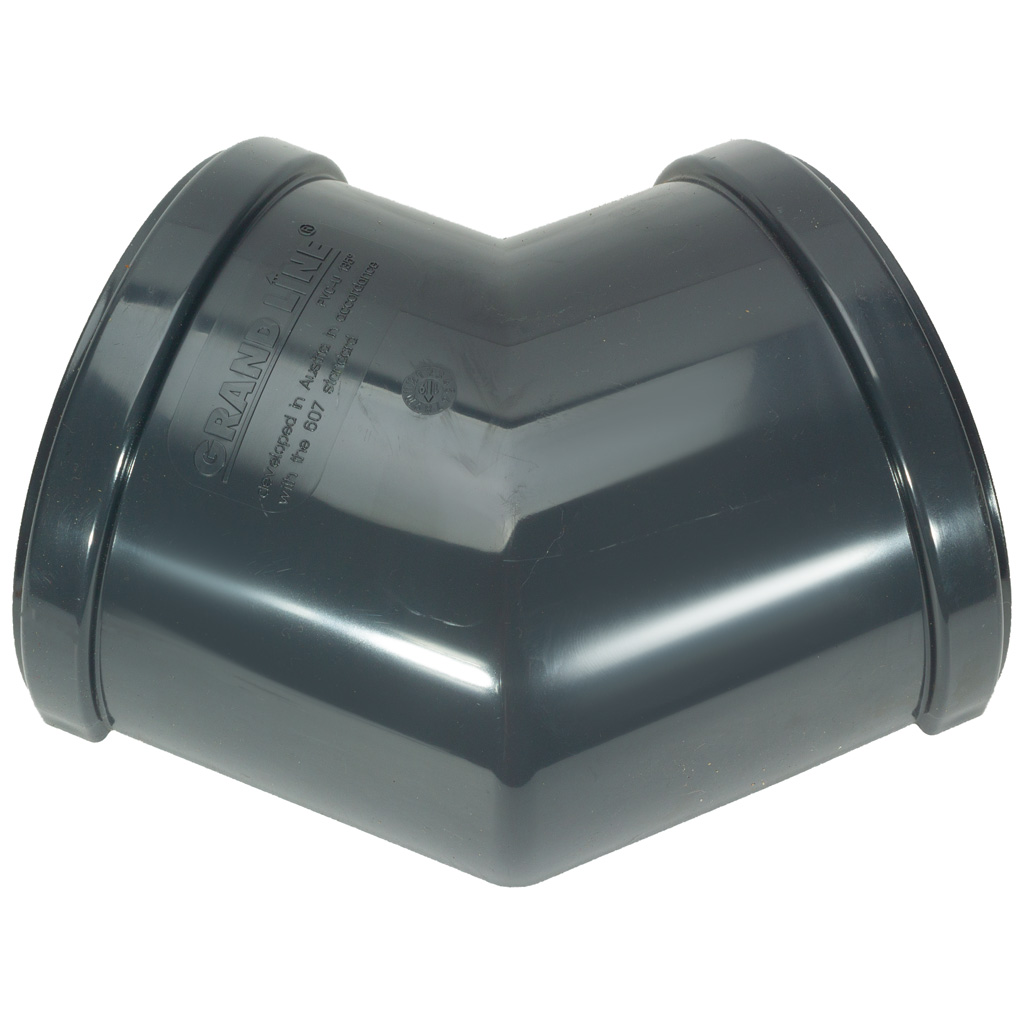 Угол желоба водосточного Grand Line, d-120/135градусов, графит