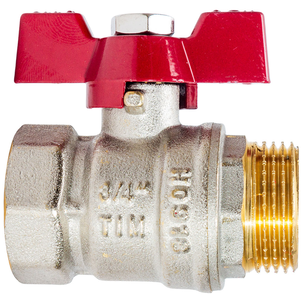 Кран шаровый для воды TIM, 3/4" г-ш, бабочка