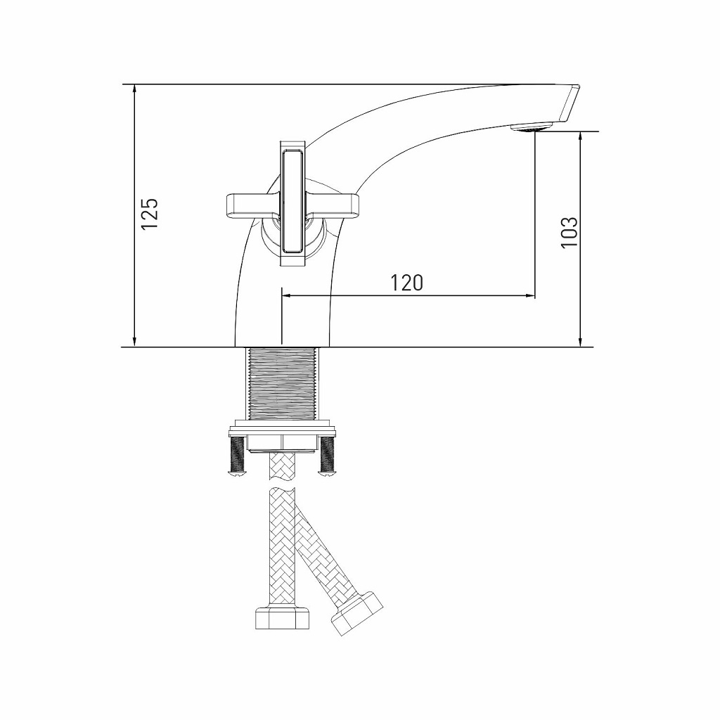 Смеситель Mixline ML38-04, для умывальника, графит