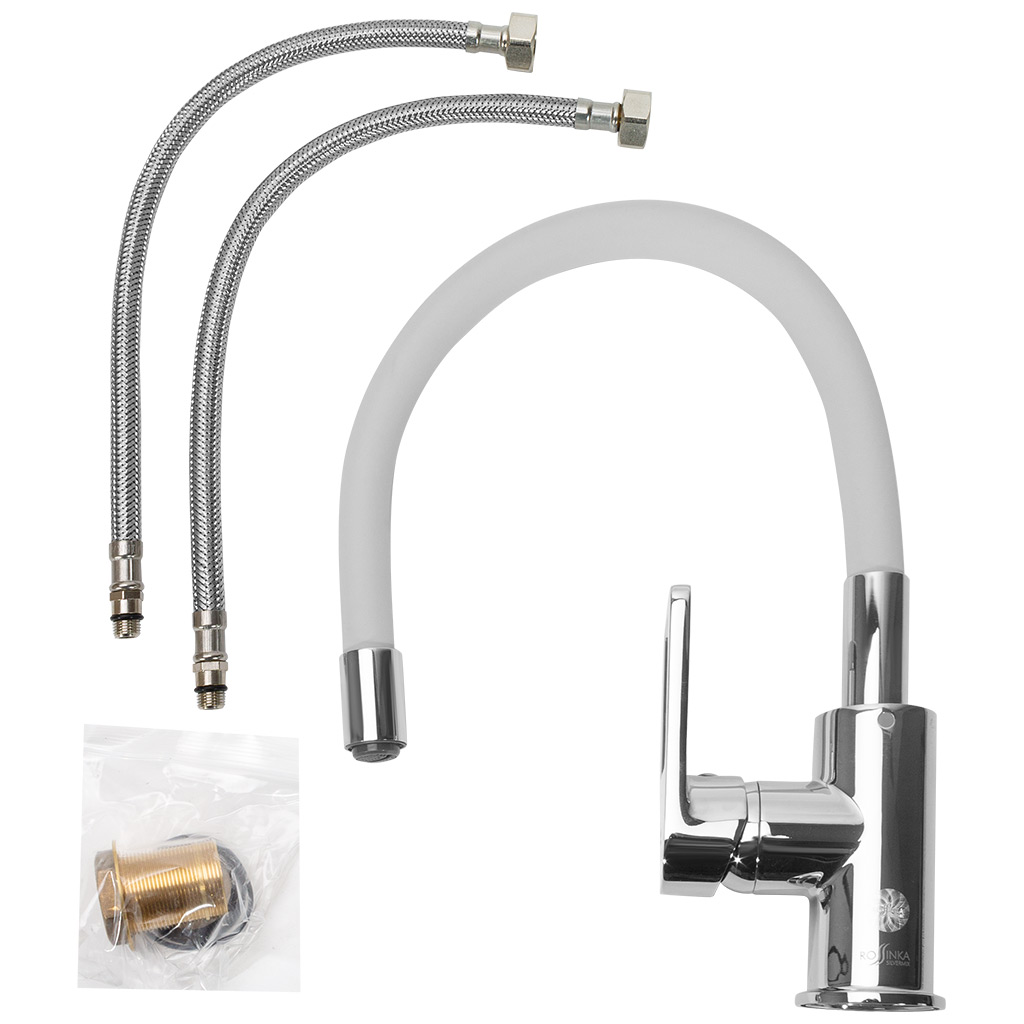 Смеситель для кухни Rossinka Z35-35U-Gray, с гибким изливом