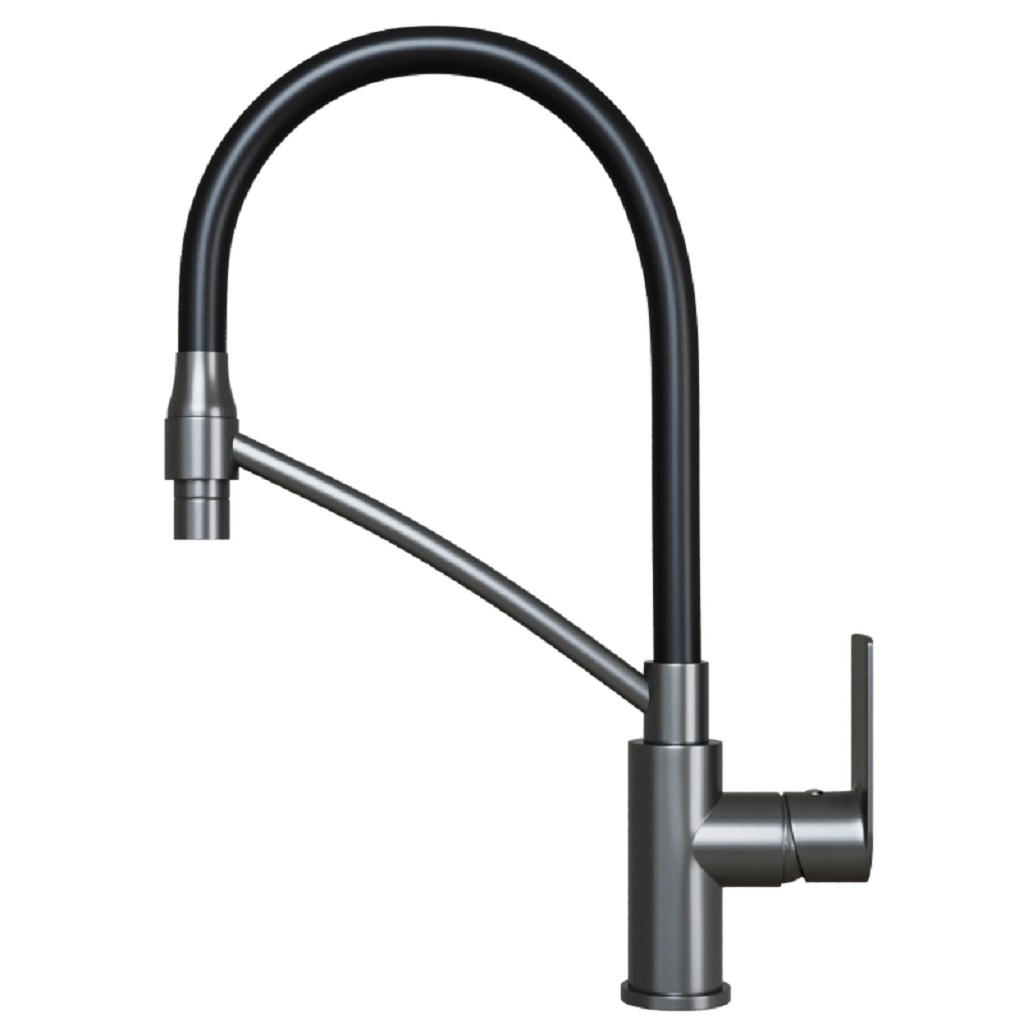 Смеситель для кухни Mixline ML33-108GR, с гибким изливом, графит
