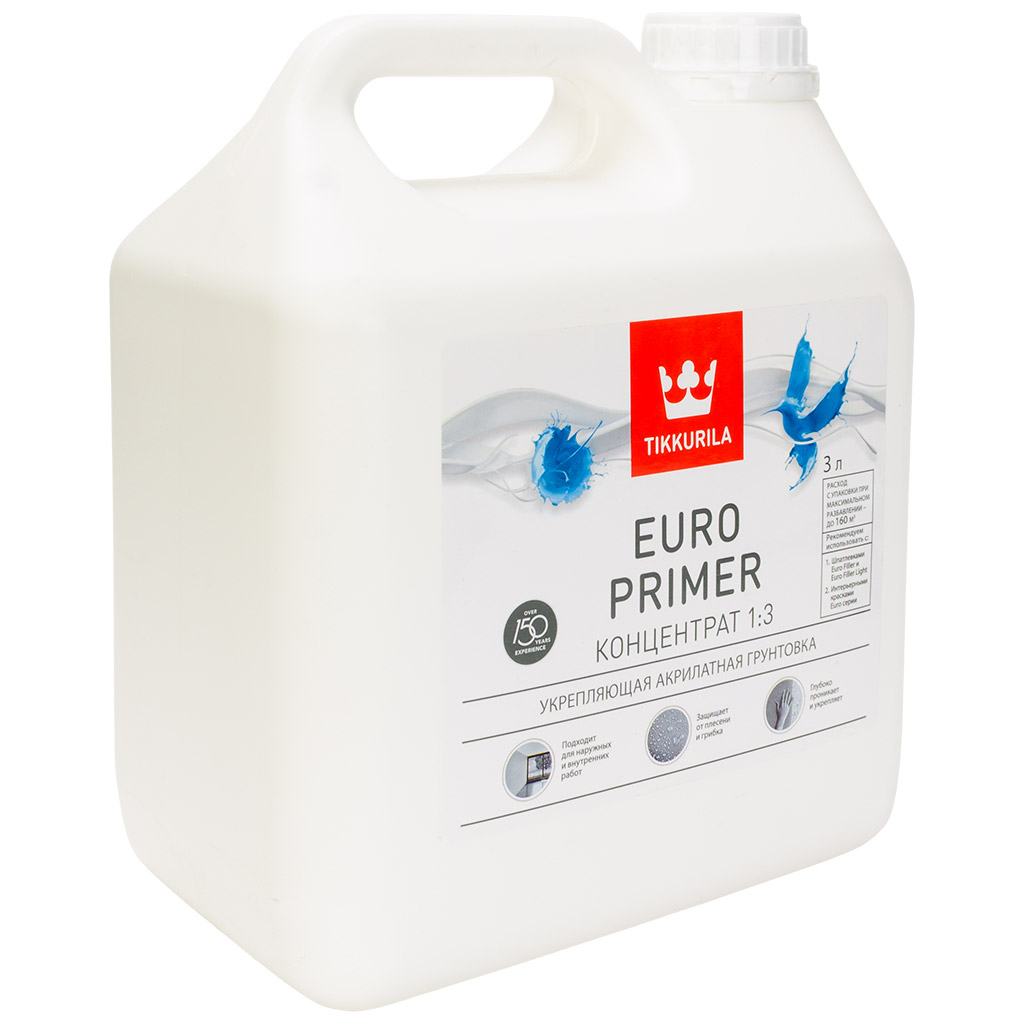 Грунтовка Tikkurila Euro Primer, концентрат 1:3, 3л