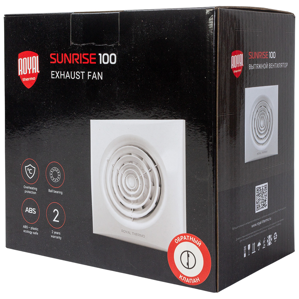 Вентилятор Royal Thermo, RAFR 100 V, d-100мм, 157х157мм, 10Вт