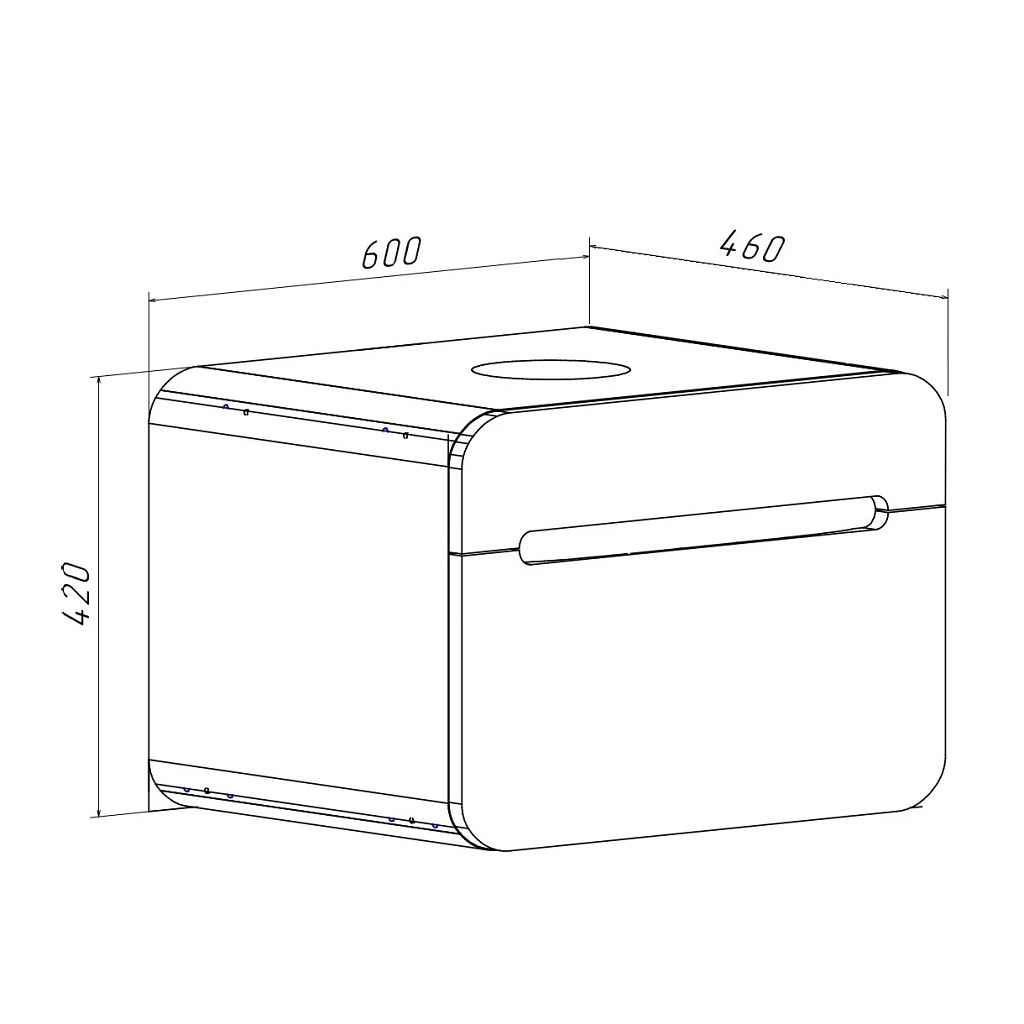 Тумба подвесная Ницца 60 с умывальником с, темное дерево/белый