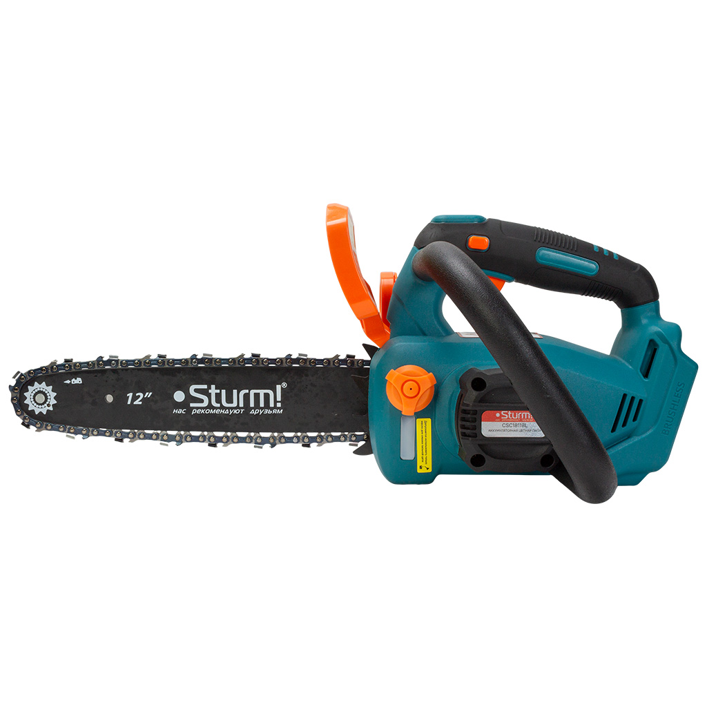 Пила цепная Sturm! CSC1811/BL, аккумуляторная 18Вт, шина 20", с АКБ 8 Ач и ЗУ SBP1808HP/SBC1822
