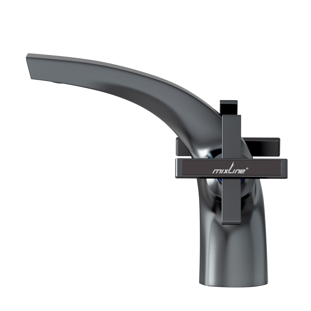 Смеситель Mixline ML38-04, для умывальника, графит