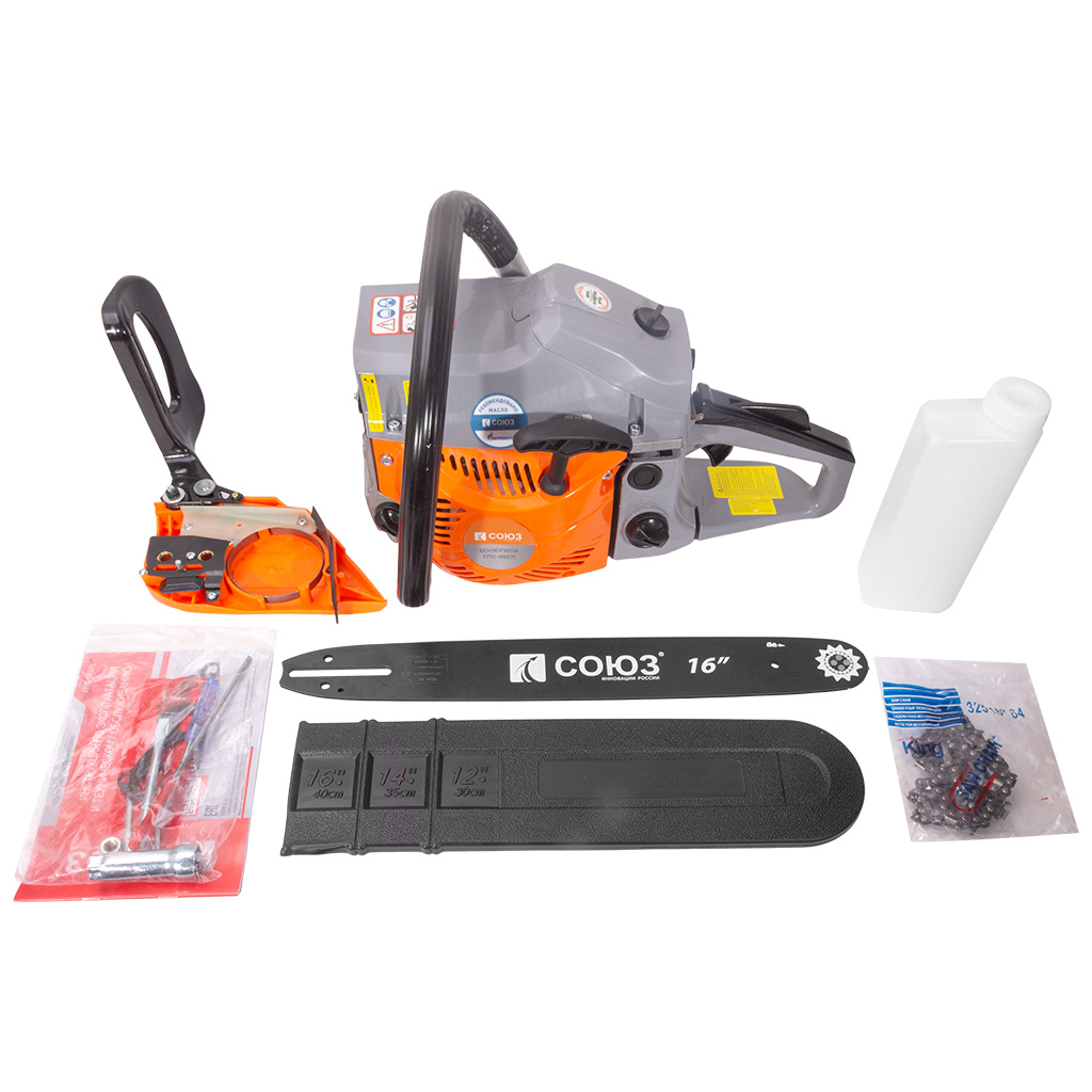 Бензопила цепная Союз ПТС-99371, шина 16", 2.0кВт