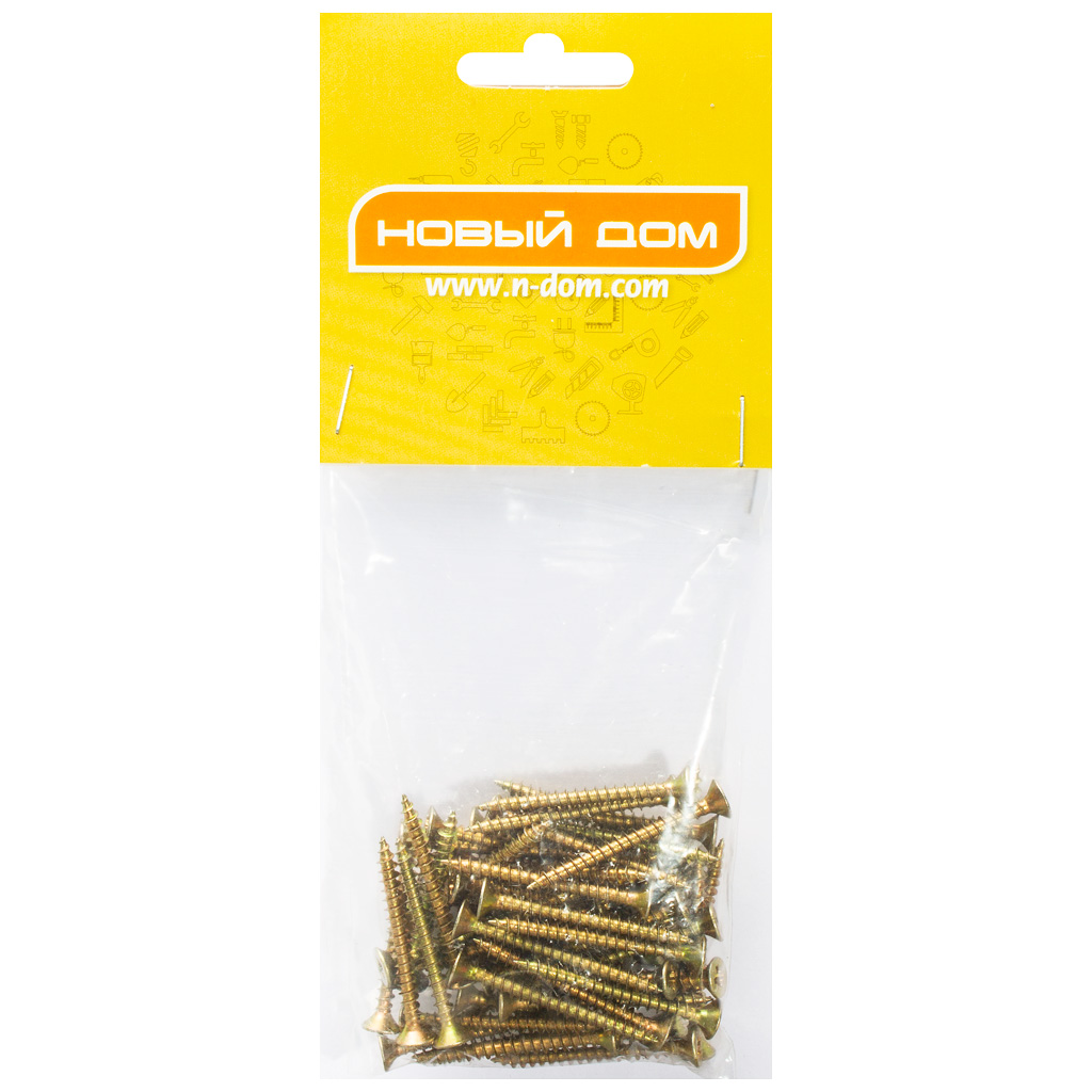 Шуруп универсальный, 4.0 х 40, желтый, 50 шт/упак