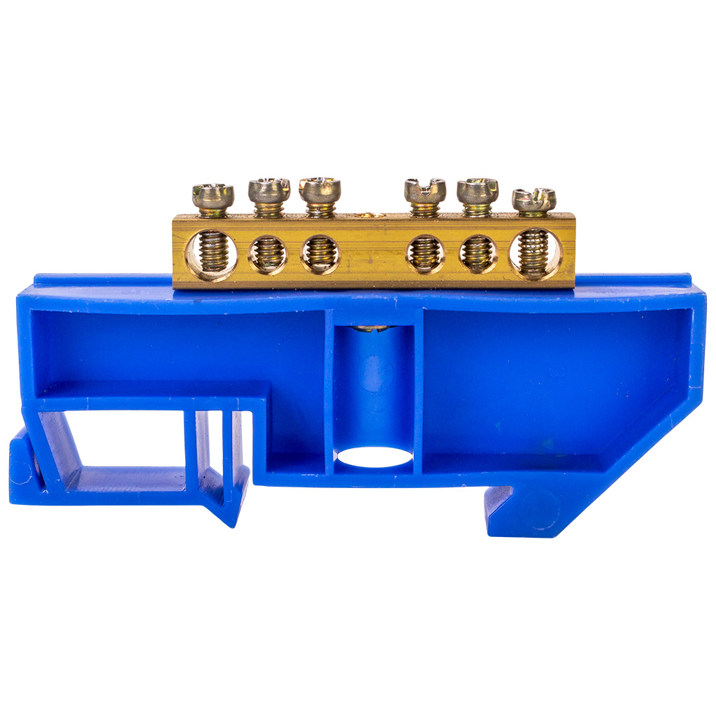 Шина нулевая EKF PROxima, 6х9мм, 6 контактов, синий изолятор на DIN-рейку