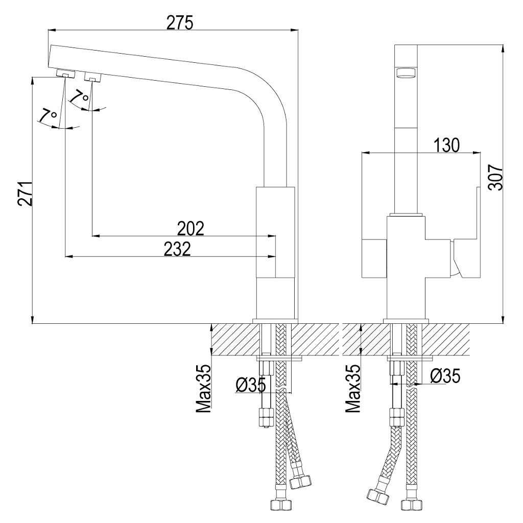 Смеситель для кухни Rossinka Z35-32, с фильтром для питьевой воды