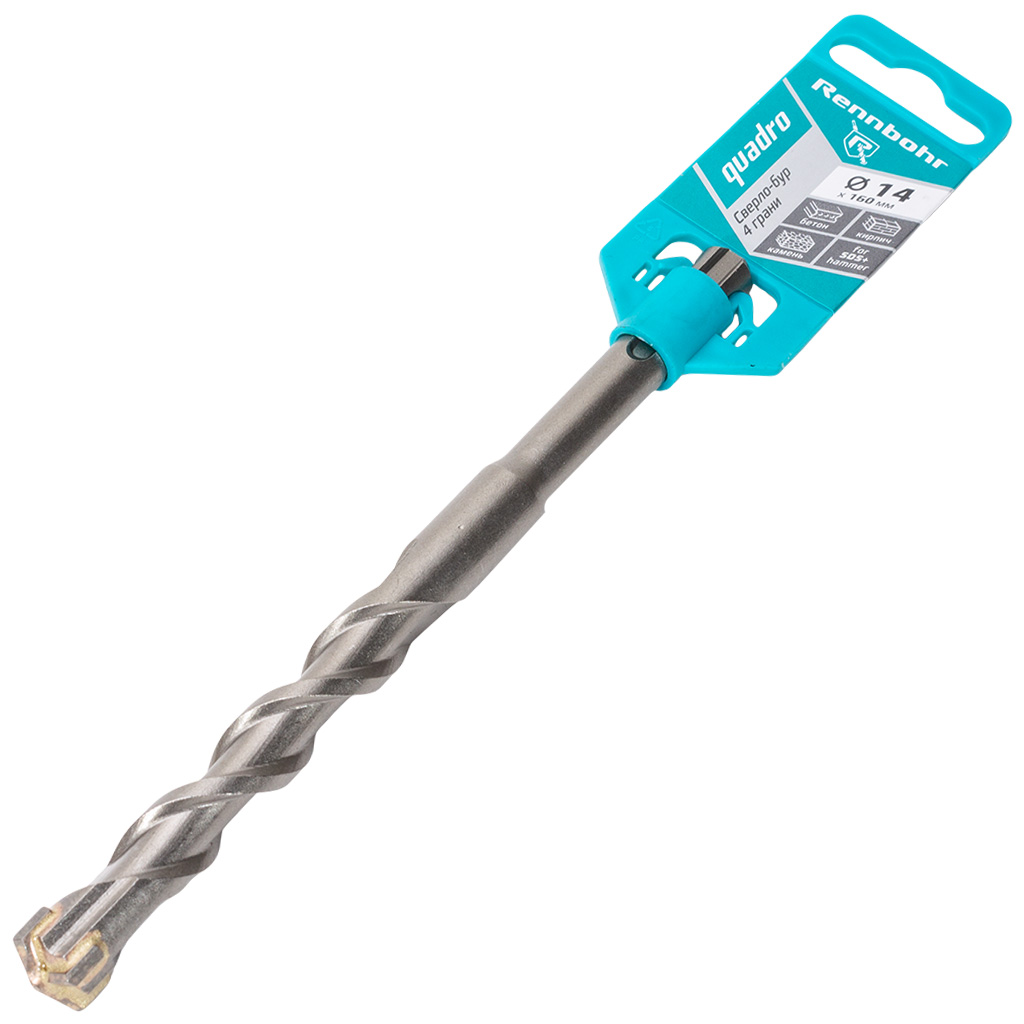 Бур по бетону Rennbohr Quadro, для перфоратора SDS-Plus, 14х110х160мм, 4 грани