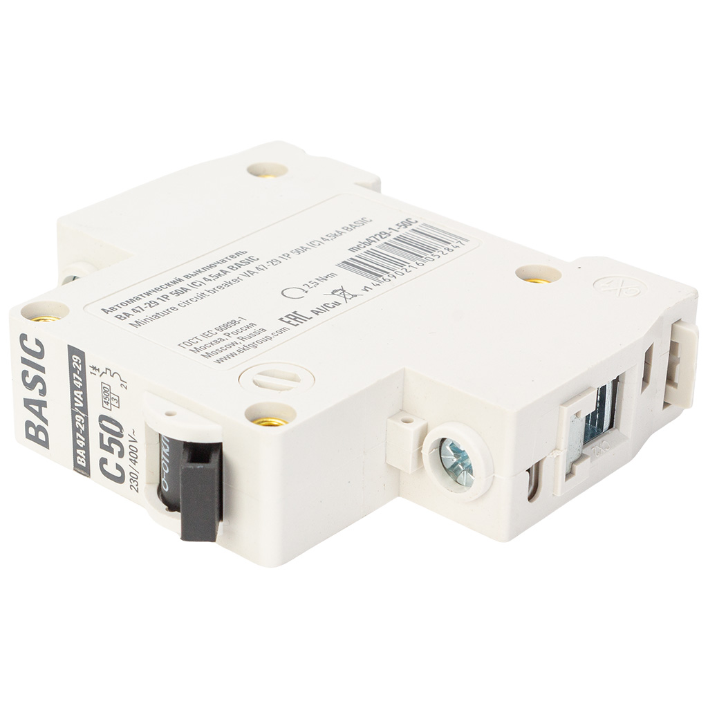 Выключатель автоматический ВА47-29 EKF, 1 полюсный, 50А С 4.5кА